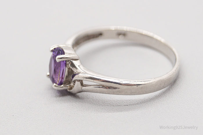Vintage Amethyst Cubic Zirconia Sterling Silver Ring - Size 7