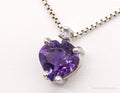 Vintage Amethyst Diamond Sterling Silver Heart Necklace 18"