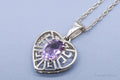 Vintage Amethyst Heart Sterling Silver Necklace 19"