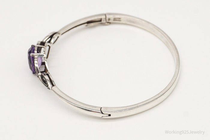 Vintage Amethyst Marcasite Sterling Silver Bracelet