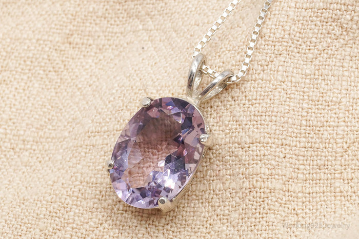 Vintage Amethyst Sterling Silver Necklace 18"
