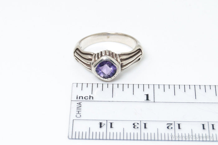 Vintage Amethyst Sterling Silver Ring - Size 7.75
