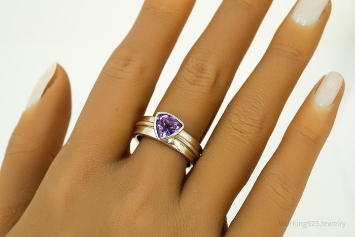 Vintage Amethyst Sterling Silver Ring - Size 9