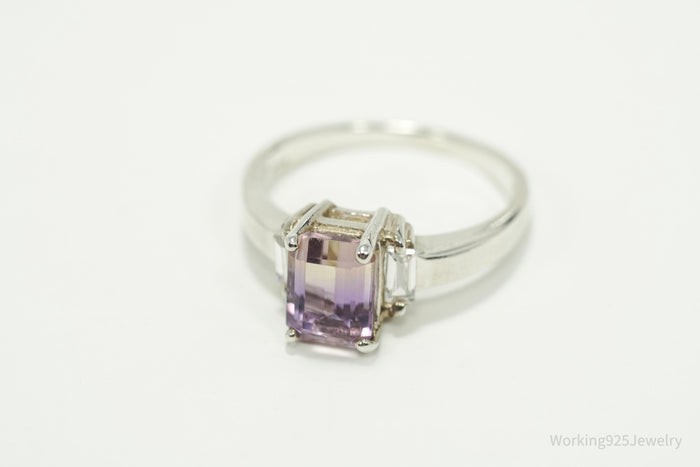 Vintage Ametrine & Cubic Zirconia Sterling Silver Ring - Size 7.25