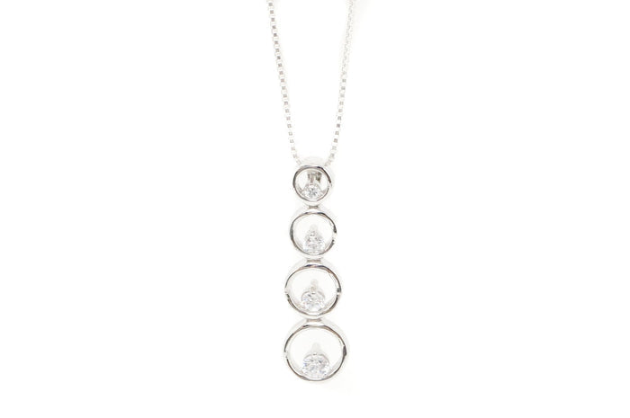 Vintage Art Deco Cubic Zirconia Circles Bubbles Sterling Silver Necklace Pendant