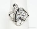 Vintage Art Deco Cubic Zirconia Floral Sterling Silver Ring - Sz 5.75