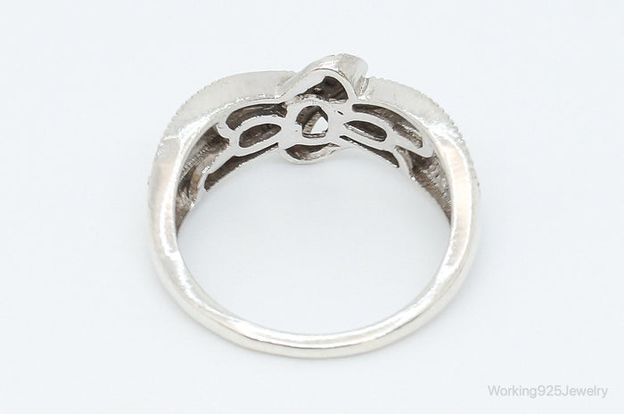 Vintage Art Deco Diamond Sterling Silver Ring - Size 8