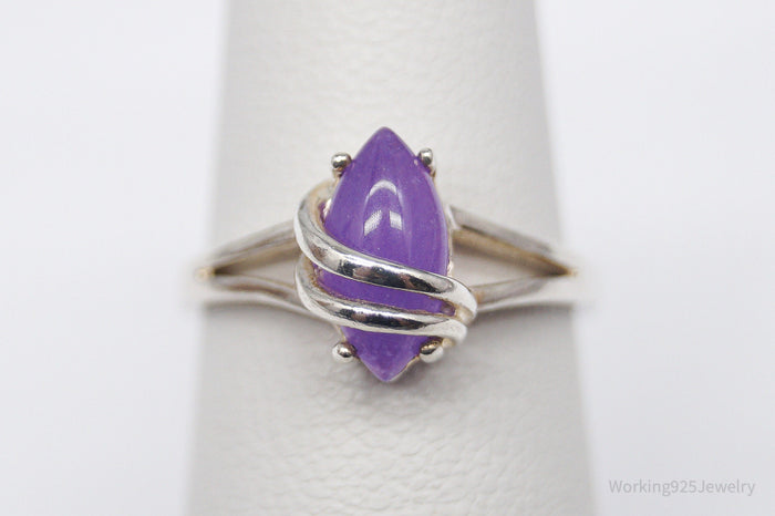 Vintage Avon Lavender Jade Sterling Silver Ring - Size 5