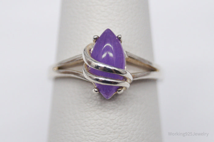 Vintage Avon Lavender Jade Sterling Silver Ring - Size 5