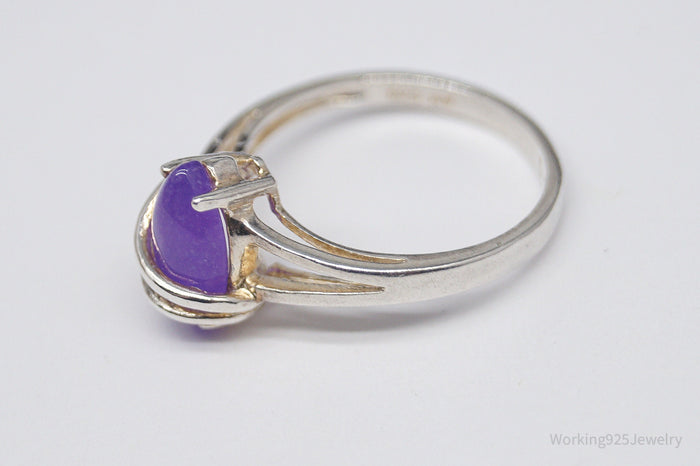 Vintage Avon Lavender Jade Sterling Silver Ring - Size 5