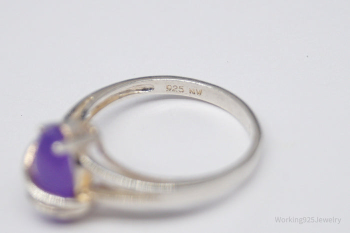 Vintage Avon Lavender Jade Sterling Silver Ring - Size 5