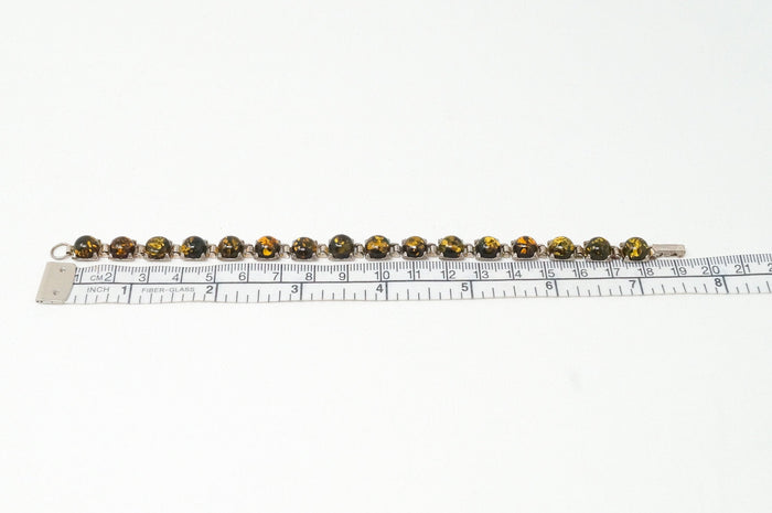 Vintage Baltic Amber Modernist Sterling Silver Bracelet