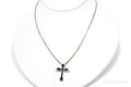 Vintage Black Enamel Inlay Sterling Silver Cross Necklace - 19"
