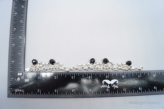 Vintage Black Onyx Sterling Silver Bracelet - 7 1/8"