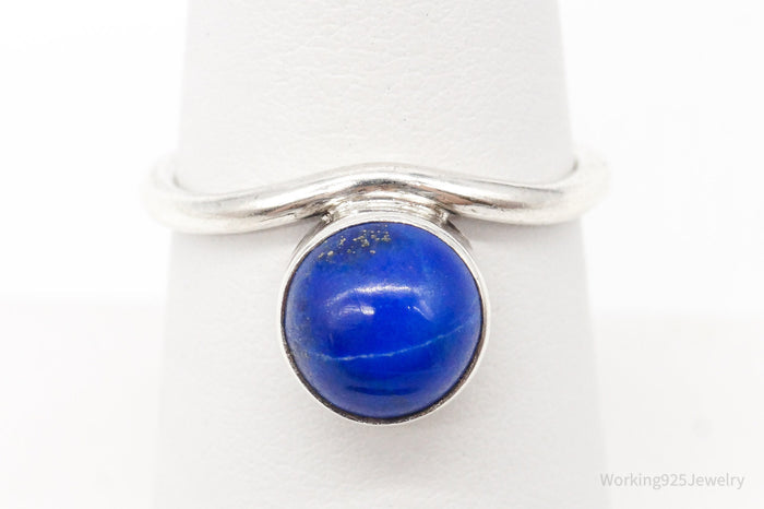 Vintage Blue Lapis Lazuli Sterling Silver Ring - Size 6.5