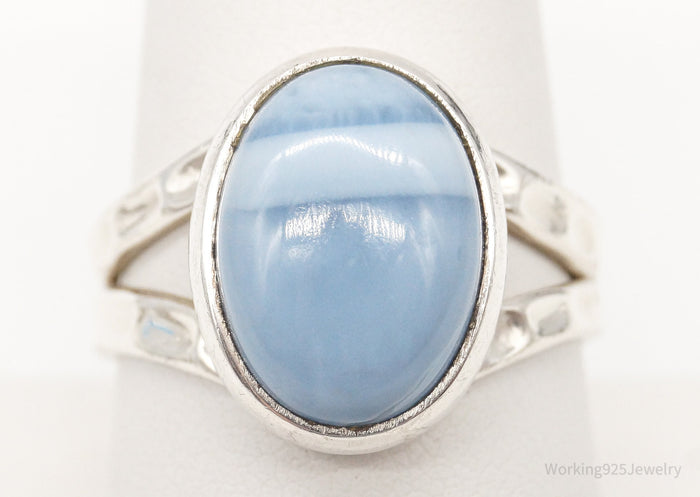 Vintage Blue Stone Sterling Silver Ring - Size 8.5