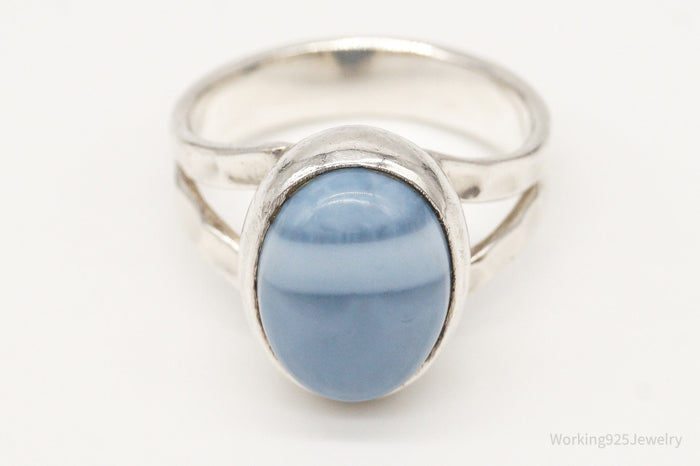 Vintage Blue Stone Sterling Silver Ring - Size 8.5