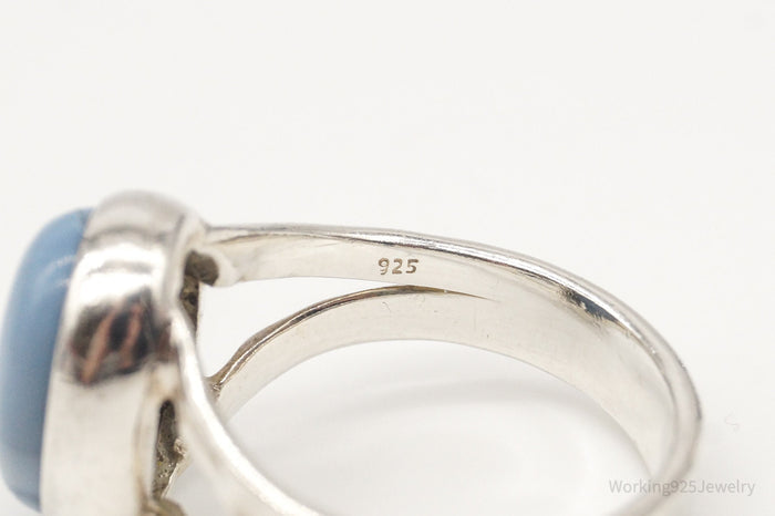 Vintage Blue Stone Sterling Silver Ring - Size 8.5