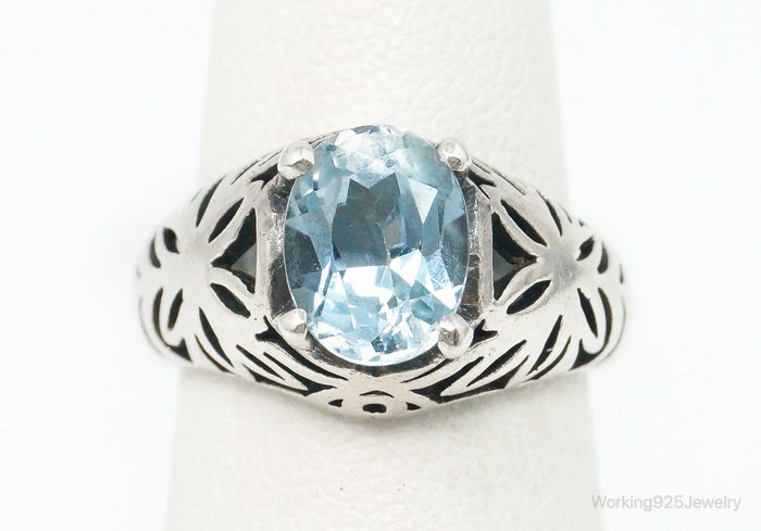Vintage Blue Topaz Sterling Silver Ring - Size 5.5