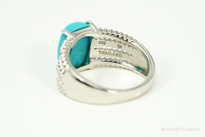 Vintage Blue Turquoise Sterling Silver Ring Size 8