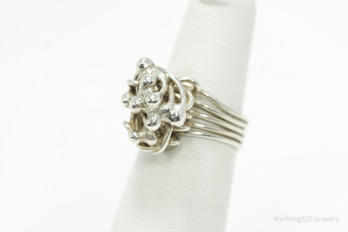 Vintage Brutalist Style Silver Ring - Size 5.25