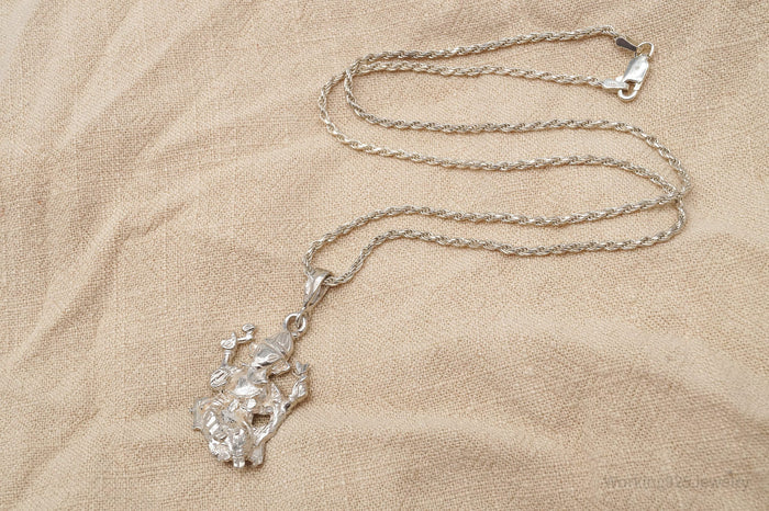 Vintage Buddha Ganesha Sterling Silver Necklace 18"
