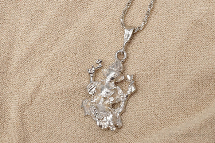 Vintage Buddha Ganesha Sterling Silver Necklace 18"