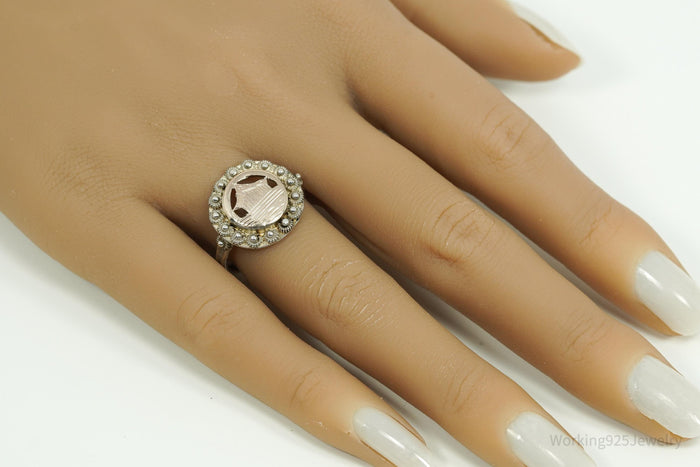 Vintage Cannetille Two Tone Silver Ring - Size 8
