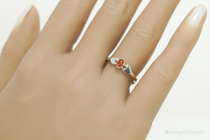 Vintage Carnelian Sterling Silver Ring - Size 8