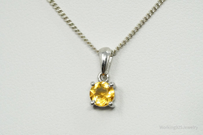 Vintage Citrine Sterling Silver Necklace 19"