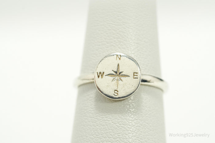 Vintage Compass Sterling Silver Ring - 6