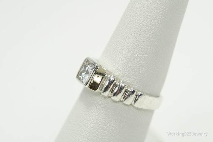 Vintage Cubic Zirconia Gold Vermeil Sterling Silver Ring - Size 6.75