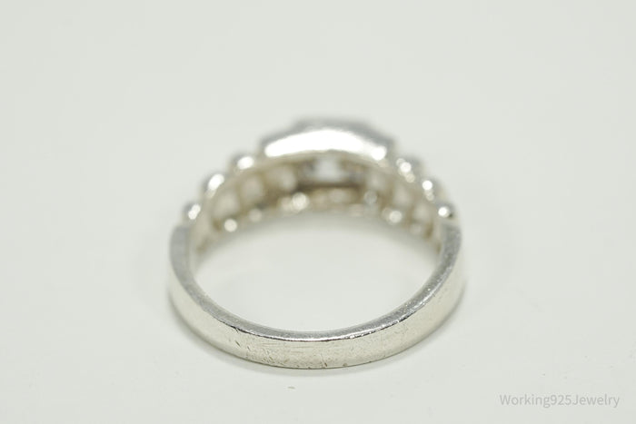 Vintage Cubic Zirconia Gold Vermeil Sterling Silver Ring - Size 6.75