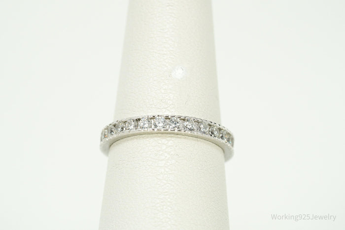 Vintage Cubic Zirconia Sterling Silver Band Ring - Size 6.25