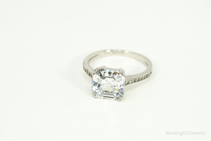 Vintage Cubic Zirconia Sterling Silver Ring Size 6.25