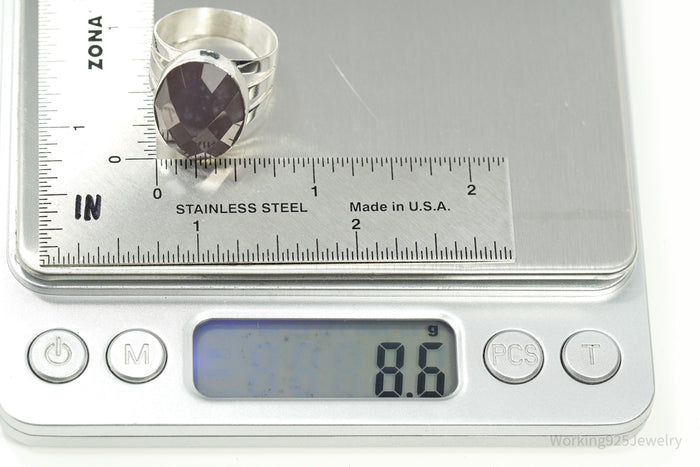 Vintage Desert Rose Trading Co Checkerboard Quartz Sterling Silver Ring - Size 9