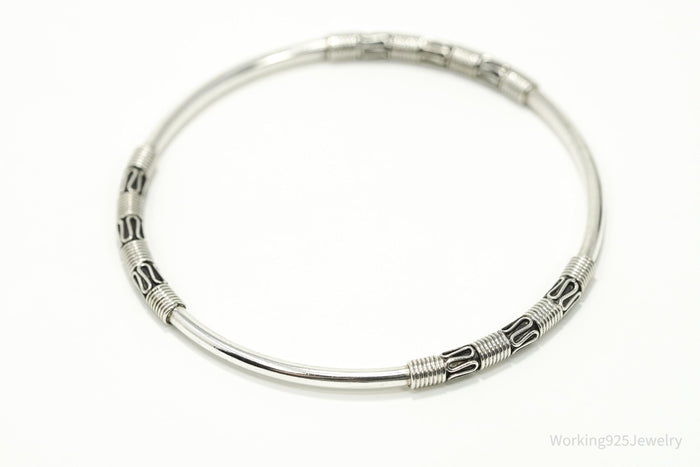 Vintage Designer BA Suarti Sterling Silver Bangle Bracelet 7 15/16"