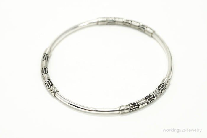 Vintage Designer BA Suarti Sterling Silver Bangle Bracelet 7 15/16"
