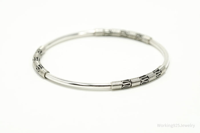 Vintage Designer BA Suarti Sterling Silver Bangle Bracelet 7 15/16"