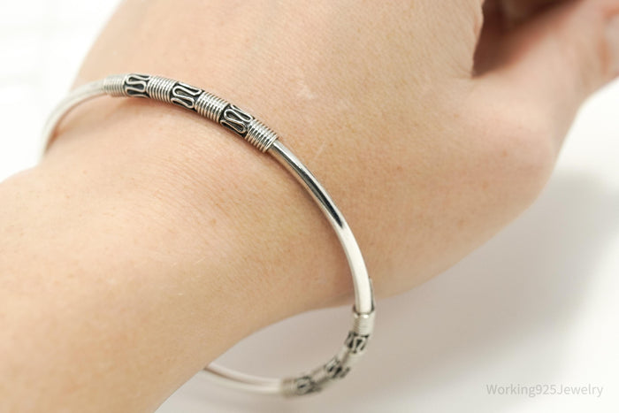 Vintage Designer BA Suarti Sterling Silver Bangle Bracelet 7 15/16"