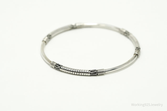 Vintage Designer BA Suarti Sterling Silver Bangle Bracelet 7 7/8"