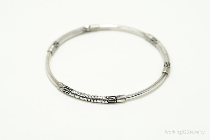 Vintage Designer BA Suarti Sterling Silver Bangle Bracelet 7 7/8"
