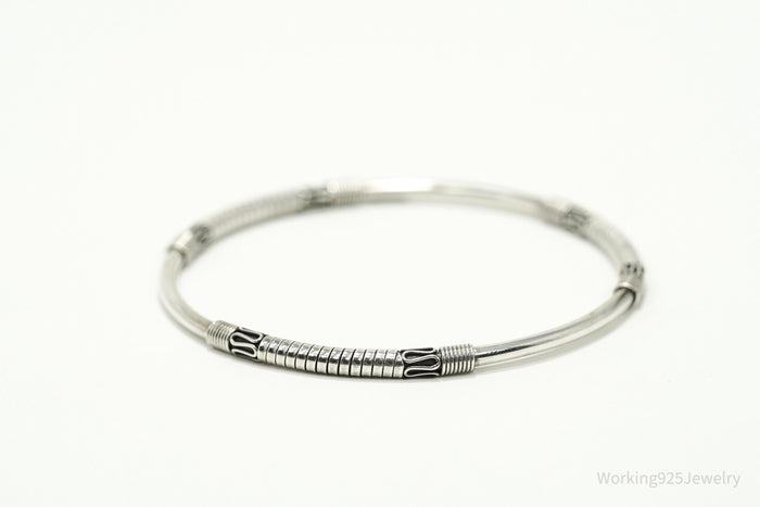 Vintage Designer BA Suarti Sterling Silver Bangle Bracelet 7 7/8"