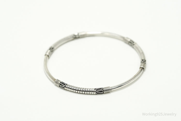 Vintage Designer BA Suarti Sterling Silver Bangle Bracelet 7 7/8"
