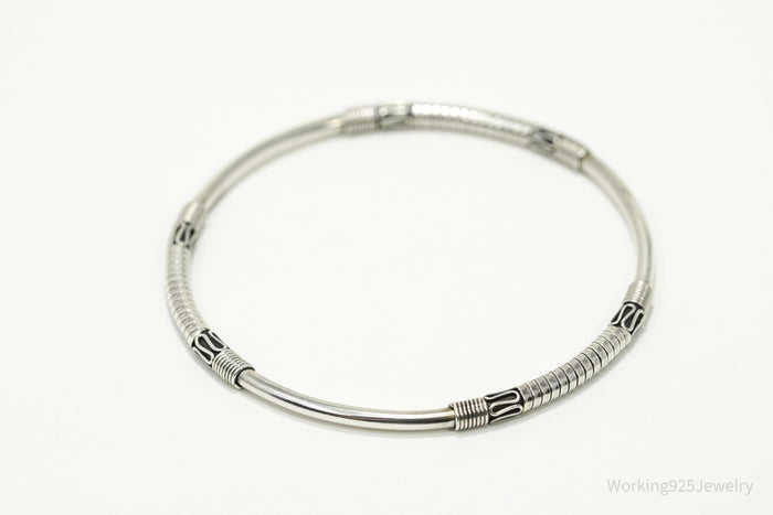 Vintage Designer BA Suarti Sterling Silver Bangle Bracelet 7 7/8"