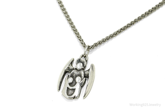 Vintage Designer James Avery Retired Guardian Angel Sterling Silver Necklace 20"