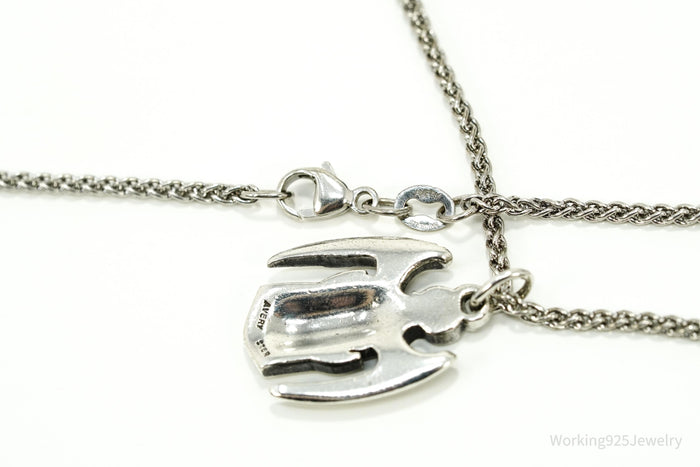 Vintage Designer James Avery Retired Guardian Angel Sterling Silver Necklace 20"