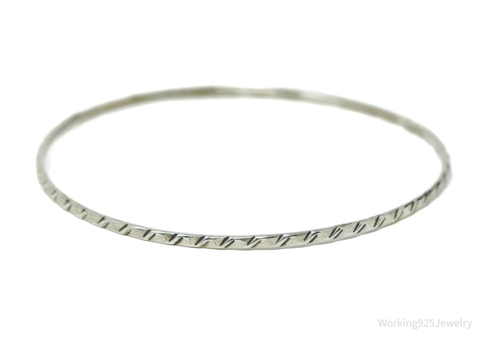 Vintage Designer JewelArt Art Deco Sterling Silver Bangle Bracelet 8"