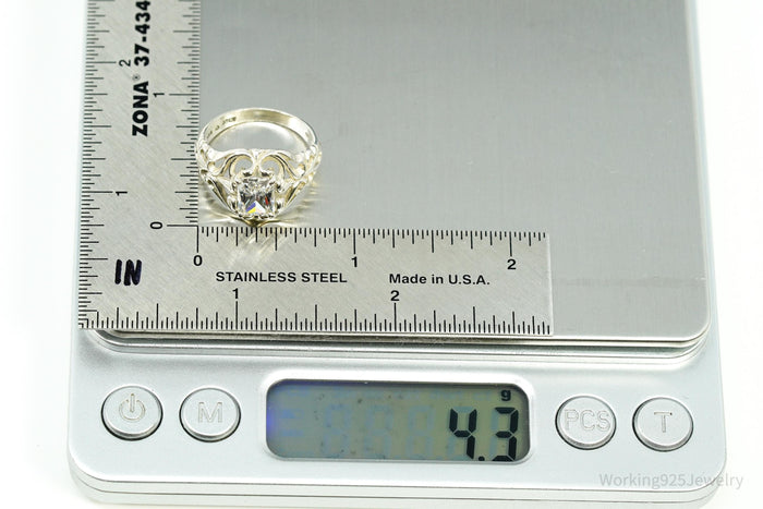 Vintage Designer Kabana Cubic Zirconia Sterling Silver Ring - Size 7.25