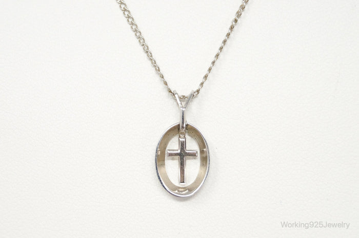 Vintage Designer Marvel Cross Sterling Silver Necklace